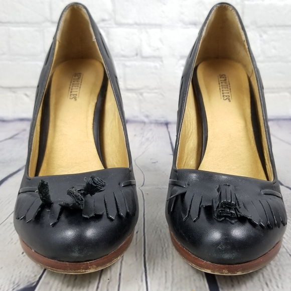 SEYCHELLES | stacked heel leather kiltie pumps - Picture 5 of 8